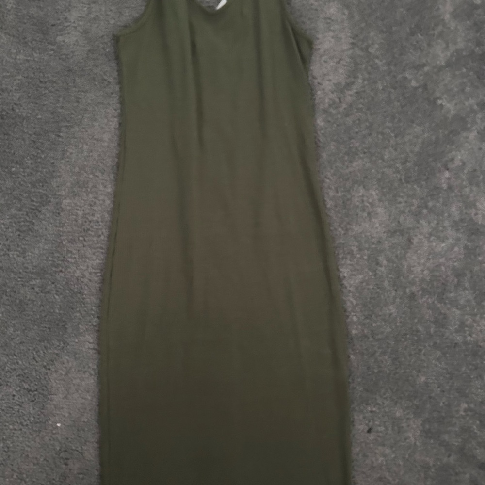 No Boundaries Olive Midi Dress with Button Detail - Picture 2 of 3